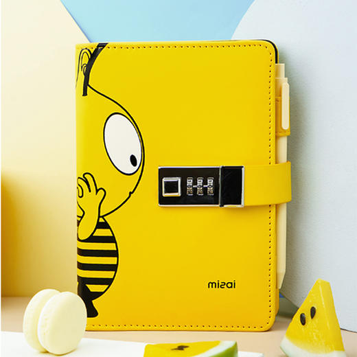 卡杰小蜜蜂密码本黄色蜜仔A6CA6H0632-7学生笔记本创意小清新复古文艺加密记事本 商品图2