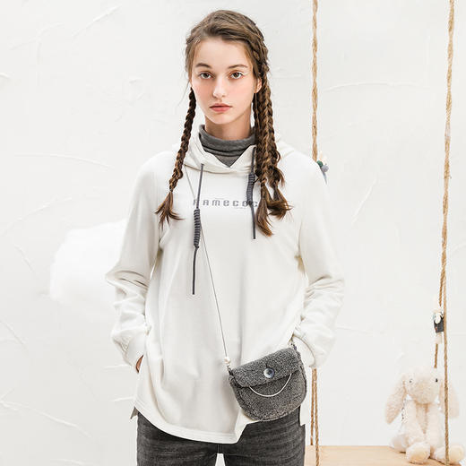 famecoco范可儿连帽卫衣款潮ins印花宽松上衣F218BL005 商品图1
