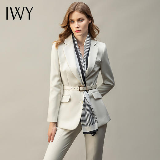 IWY/米白色职业套装女通勤时尚西装气质修身显瘦商务面试正装工作服OL CP11379 商品图0