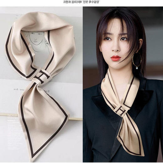 百搭懒人丝巾小长条气质韩式护颈领巾 商品图0
