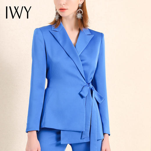 IWY/蓝色绑带不规则西装套装女高级女神范职业装套装总裁范ol西服213169C1+P3 商品图4