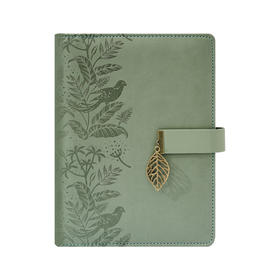 卡杰树叶挂件活页本A5橄榄绿CA5H0925-6笔记本文艺精致手账本复古