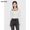 FIVE PLU 女冬装法式方领针织衫女复古修身打底套头衫潮2NN4030010 商品缩略图1