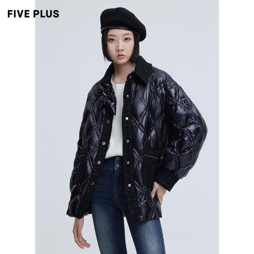 FIVE PLUS 女冬装小香风羽绒服女宽松小个子外套法式菱格2NN4335210 商品图1