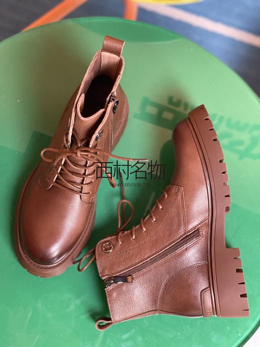 西村名物2021秋冬新款马丁靴女ins潮厚底牛皮时尚短靴T21DS45801 商品图1