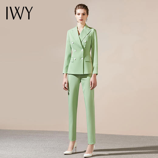 IWY/绿色职业装套装高级西装套裤两件套工服女气质女神范美业套装213168C1+213168P1 商品图2