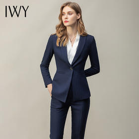 IWY/职业装女套装时尚气质通勤藏青色西服商务ol白领干练面试正装C10351+P10351
