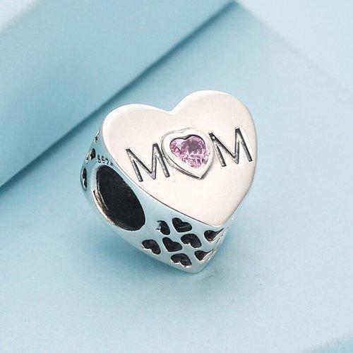 PANDORA/潘多拉 时尚粉色母亲的心镂空纹理串珠 791881PCZ 银色 商品图3