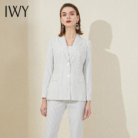 IWY/白色条纹高端职业西装套装女总裁时尚英伦风正装干练气质工作服201006C1+P1