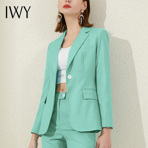 IWY/时尚高级西装套装绿色西服一粒扣主持人气质工作服女ol职业装201005C1+P1 商品图4