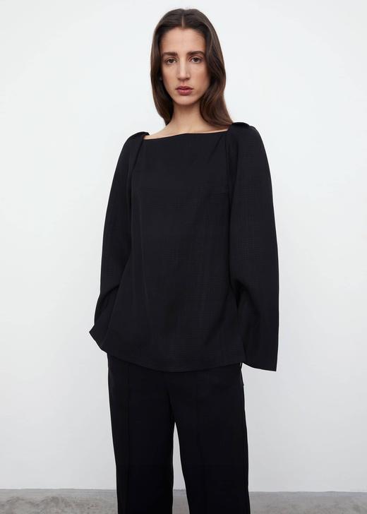 TOTEME  香槟金/黑色方领套头侧开衩上衣 商品图4