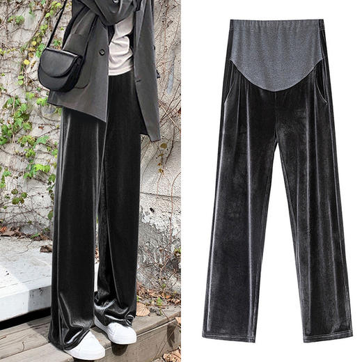 【腿胖胯宽的的福星】孕妇托腹裤子春秋款外穿阔腿裤垂感女夏季薄款时尚休闲直筒裤孕妇秋装 商品图7