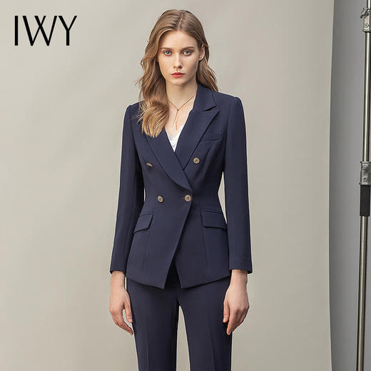 IWY/藏青色职业装气质西装套装女面试时尚商务OL女神范高端正装女C11355+P31355 商品图0