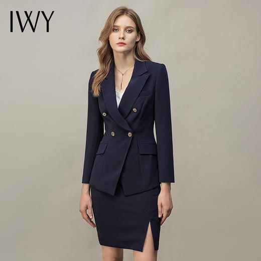 IWY/西装套装女藏青色名媛套裙ol职业装时尚气质商务白领正装工服CS11355 商品图0