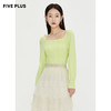 FIVE PLU 女冬装法式方领针织衫女复古修身打底套头衫潮2NN4030010 商品缩略图0