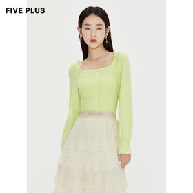 FIVE PLU 女冬装法式方领针织衫女复古修身打底套头衫潮2NN4030010