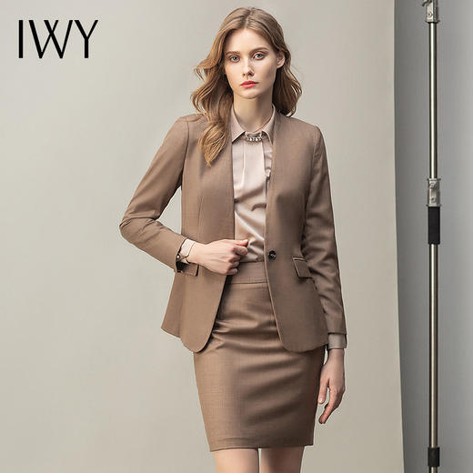 IWY/卡其时尚西装套裙女正装气质名媛工作服休闲西服职业装主持人套装CS11370 商品图1