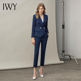 IWY/藏青色高级职业套装时尚气质大堂经理工作服女修身通勤正装女CP11353
