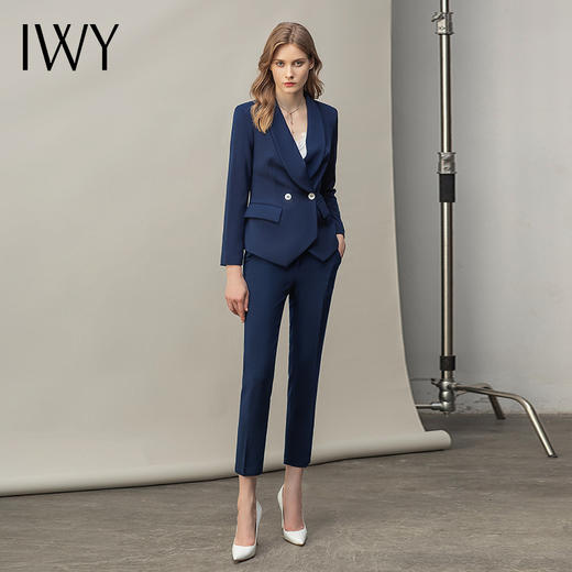 IWY/藏青色高级职业套装时尚气质大堂经理工作服女修身通勤正装女CP11353 商品图0