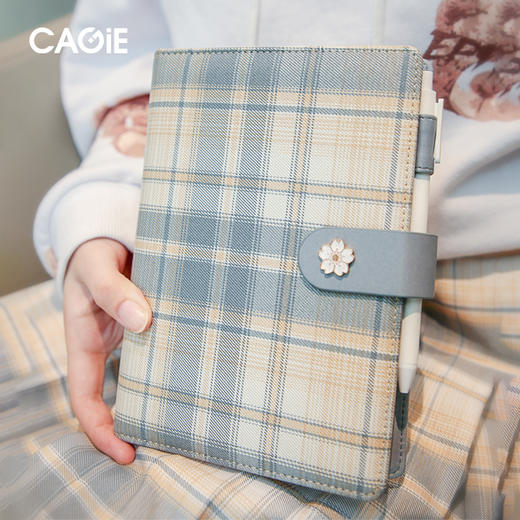 卡杰布面JK格纹插页本B6海盐芝士CB6J2032-7横线页本女生款网红文具笔记本本子日记本简约 商品图1