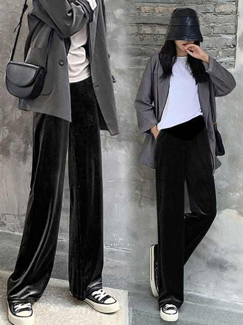 【腿胖胯宽的的福星】孕妇托腹裤子春秋款外穿阔腿裤垂感女夏季薄款时尚休闲直筒裤孕妇秋装 商品图2