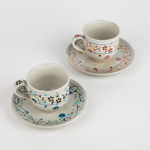 【虚空藏窑】日本原产小花唐草系列手工陶瓷对杯带碟(180ml/杯） 商品图2