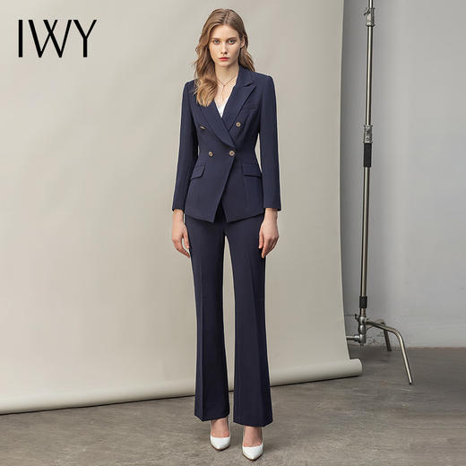 IWY/藏青色职业装气质西装套装女面试时尚商务OL女神范高端正装女C11355+P31355 商品图1