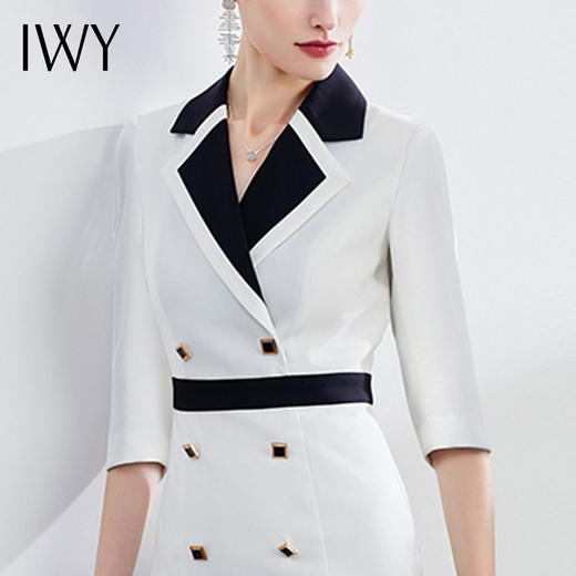 IWY/白色职业套装女气质名媛正装通勤西装七分袖连衣裙白领工作服Q643 商品图4