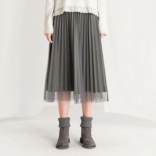 famecoco范可儿时尚百褶裙优雅纱裙半身裙F218HA006 商品图2