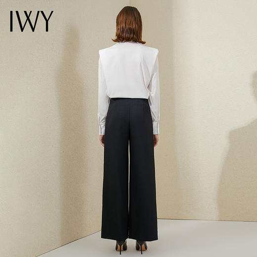 IWY/白色衬衫简约高级感职业气质高腰阔腿裤套装小众上衣方领ol装213195B1+P6 商品图3