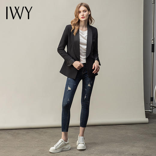 IWY/时尚牛仔裤西装套装女休闲气质西服外套商务修身上班职业正装C10380 商品图2