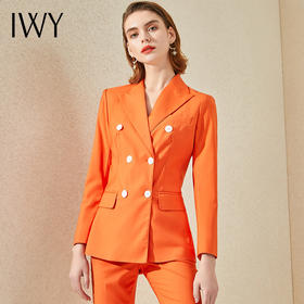 IWY/播音艺考服装主持人橘色职业装女套装气质工作服休闲商务西装CP9309