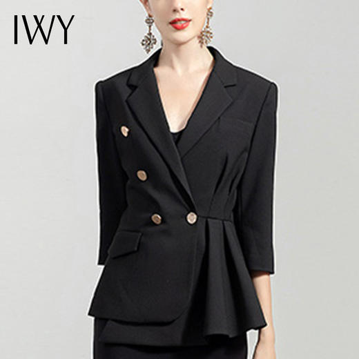IWY/黑色职业装套装女上班OL气质教师西服商务干练正装工作服套裙C1315+S1207 商品图4