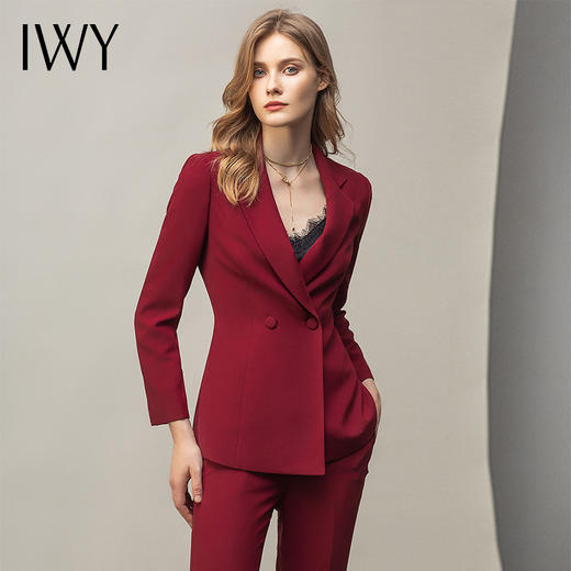 IWY/红色正装女西装套装时尚高端职业装阔腿裤气质女神范西服C11357+P31357 商品图3