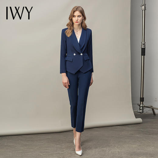 IWY/藏青色高级职业套装时尚气质大堂经理工作服女修身通勤正装女CP11353 商品图1