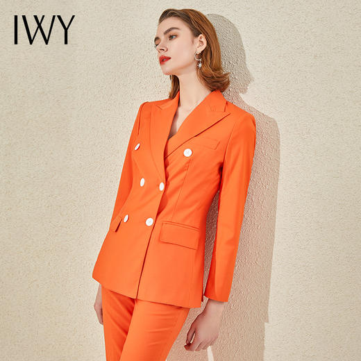 IWY/播音艺考服装主持人橘色职业装女套装气质工作服休闲商务西装CP9309 商品图1