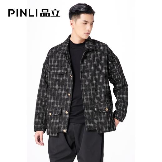 PINLI品立秋冬新款男装小香风格子外衣夹克外套潮B213304356 商品图1