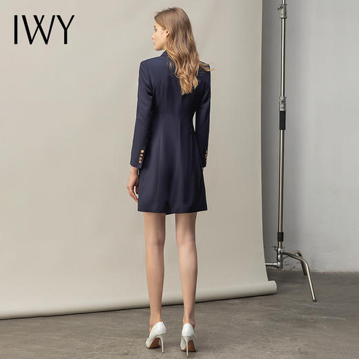 IWY/藏青色连衣裙时尚气质长袖职业装名媛修身售楼部ol工作服Q11369 商品图3