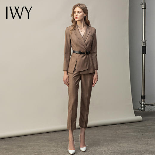IWY/卡其西服套装女英伦风面试工作服OL休闲职业装高端小西装通勤正装CP11371 商品图2