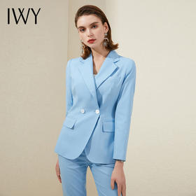 IWY/蓝色西服套装职业装气质女神范高端工作服正装女总裁范ol西装201066C1+P1