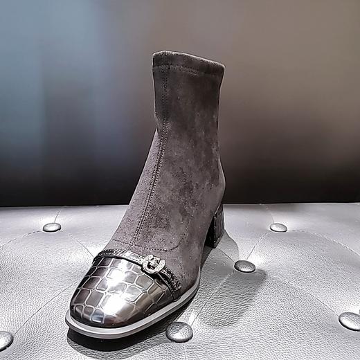 lfgj jeans BM603 新品牛皮石头纹拼接弹力布短靴 商品图0