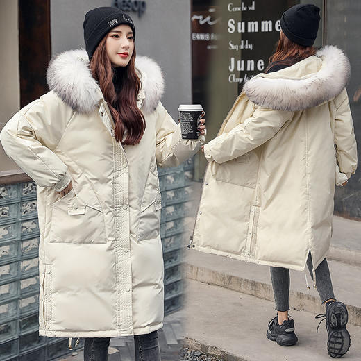 【羽绒服女】貉子毛领中长款派克风大码羽绒服冬装女 商品图2