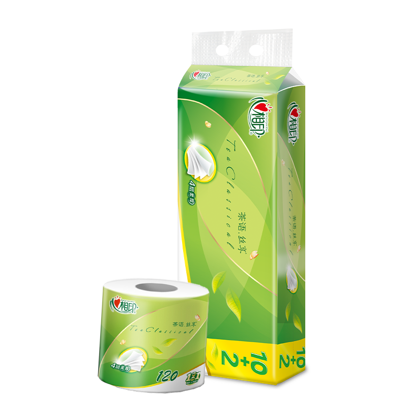 【心相印专区】BT1712 茶语丝享四层卷筒卫生纸12卷*6提（120克/卷）
