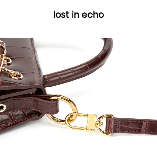 lost in echo 设计师品牌 小号巴雷特金属链斜挎/手提包咖色/哑黑/玫红色 商品图4