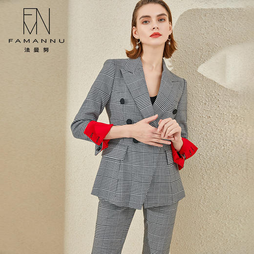 IWY/灰色格纹西装套装气质英伦风高端商务面试正装职业装通勤干练西服CP9354 商品图4