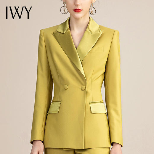 IWY/时尚黄色职业装气质女神范西服高端工作服正装女总裁西装套装213137C1+P3 商品图4