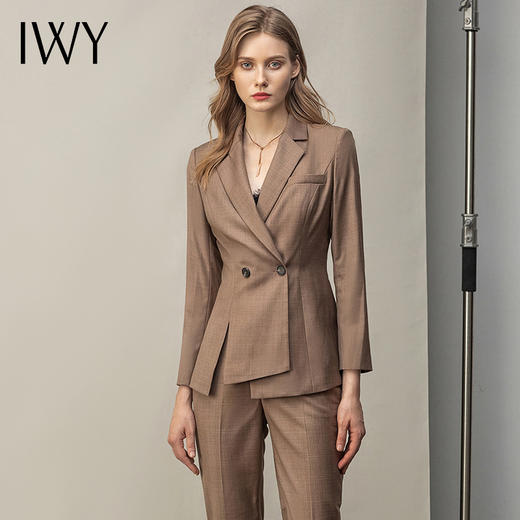 IWY/卡其西服套装女英伦风面试工作服OL休闲职业装高端小西装通勤正装CP11371 商品图0