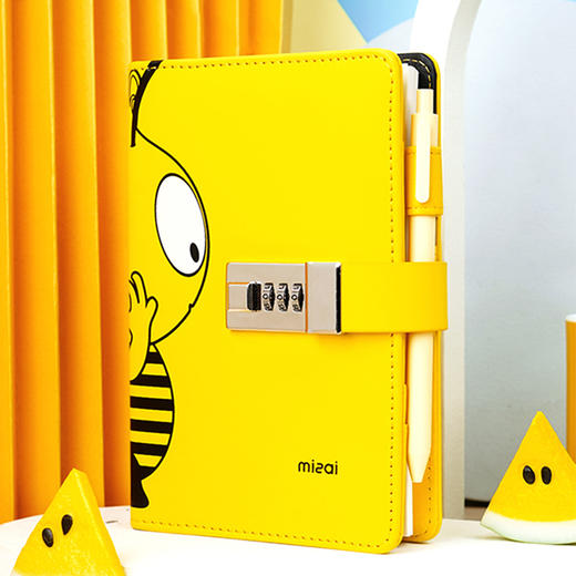 卡杰小蜜蜂密码本黄色蜜仔A6CA6H0632-7学生笔记本创意小清新复古文艺加密记事本 商品图4