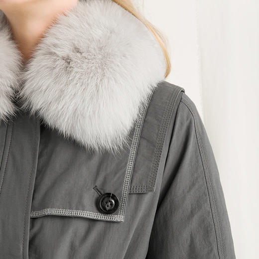 famecoco范可儿羽绒服外套保暖大毛领外套系带收腰F218AD003 商品图3