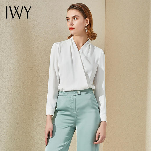 IWY/高端职业装气质女神范长袖衬衫套裤珠宝店长工作服套装两件套B8317+42P2 商品图1